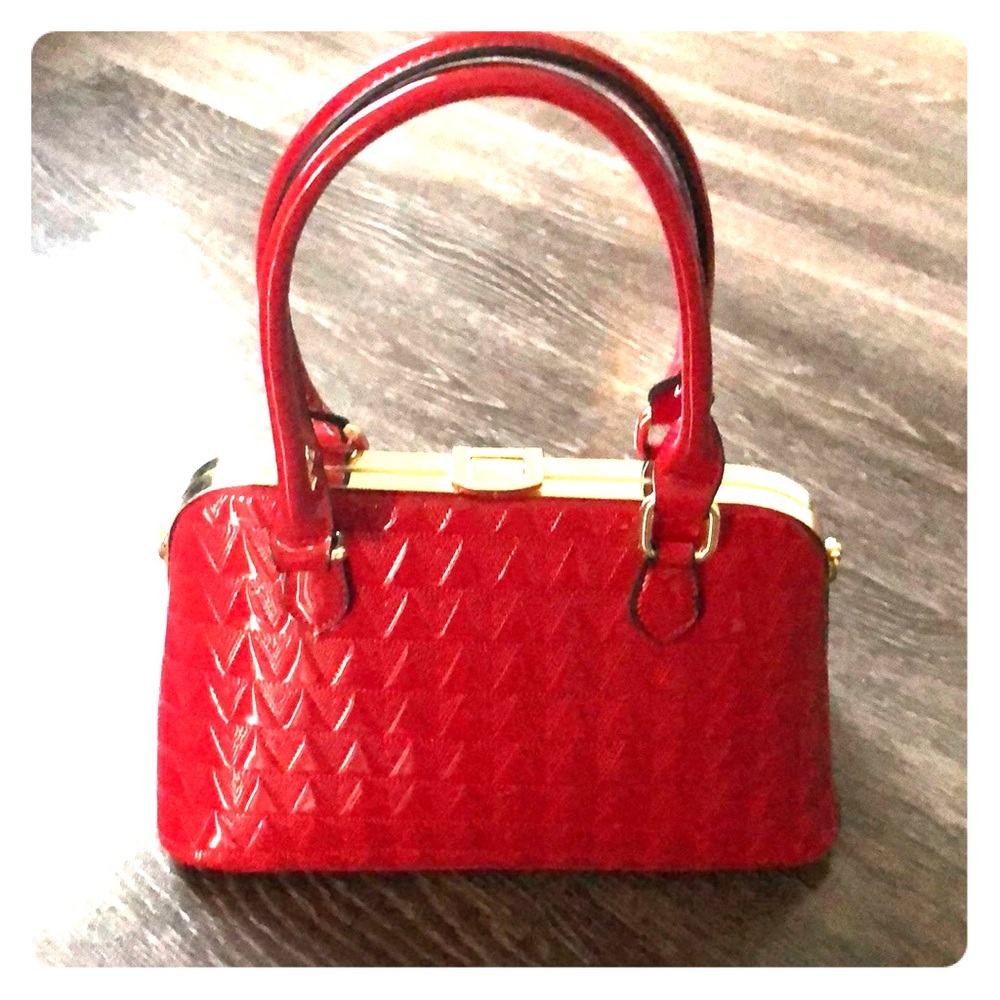 Patent leather cherry red doctors bag